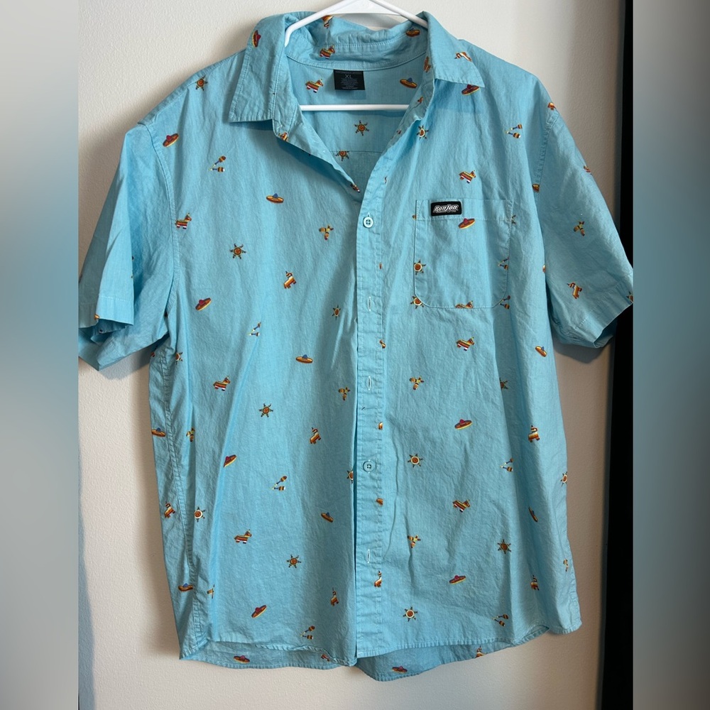 Ron Jon Light Blue Shirt with Beach Print